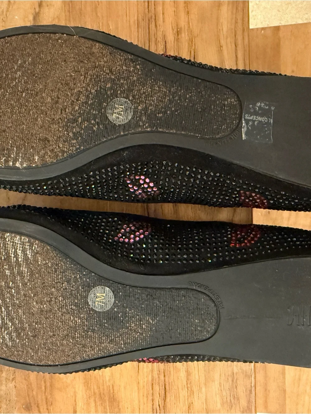 Black Embellished Rhinestone Slip-On Loafers